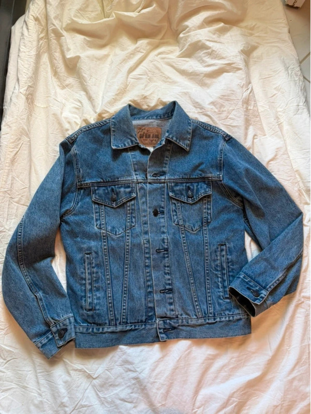 Vintage Gap Denim Trucker Jacket Born in San Francisco World Standard S